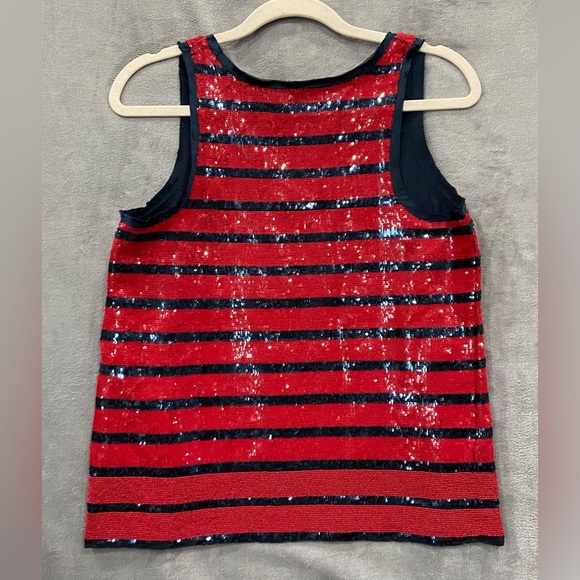 Polo Ralph Lauren Ladies Red Blue Sequined Striped Tank Top Size Small New - Picture 5 of 8
